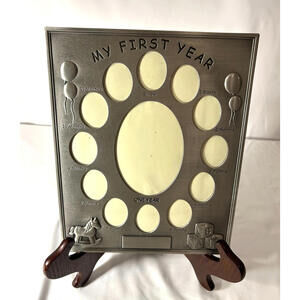 Baby’s First Year Frame – Malden Collage with 12 Monthly Slots & Center Oval